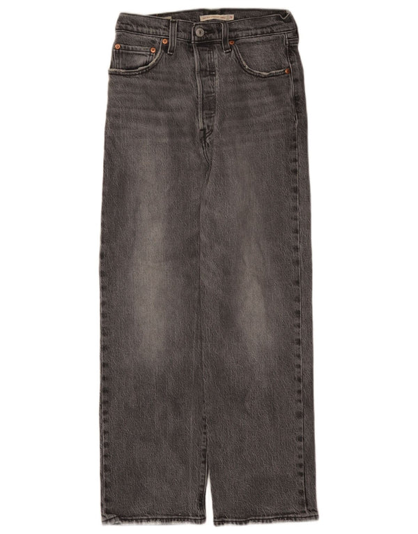 Levi's Womens Ribcage High Waist Straight Jeans W26 L27 Grey Cotton