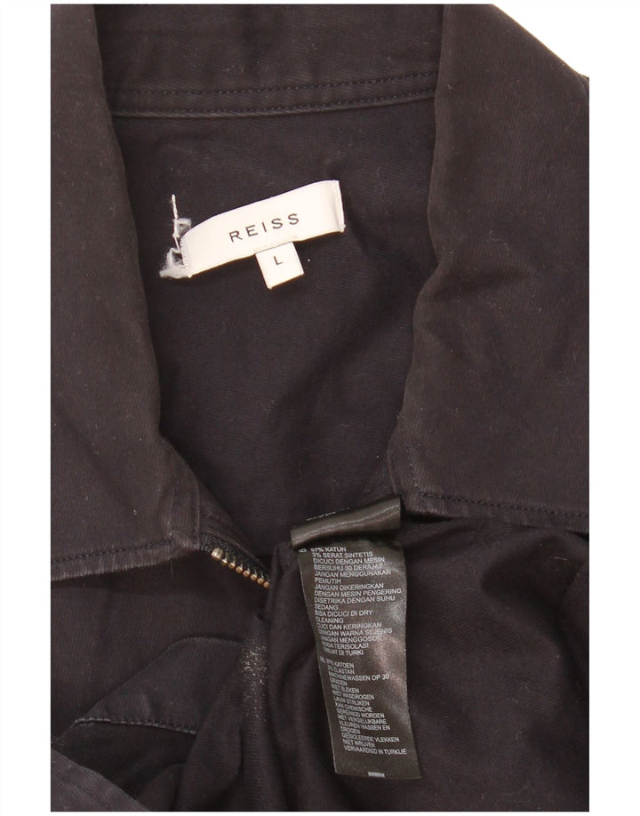 Reiss Mens Shirt Large Navy Blue Cotton