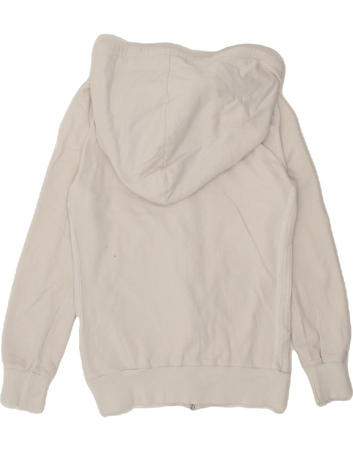 ADIDAS Womens Zip Hoodie Sweater UK 14 Medium White Vintage Adidas and Second-Hand Adidas from Messina Hembry 