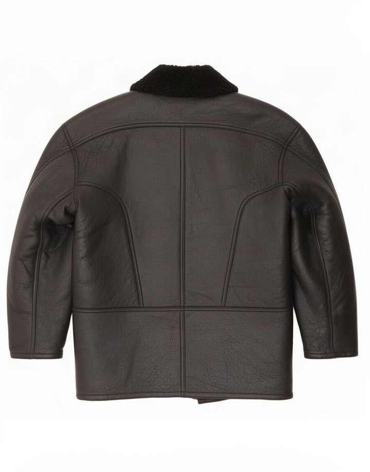 Vintage Mens Shearling Jacket IT 48 Medium Black
