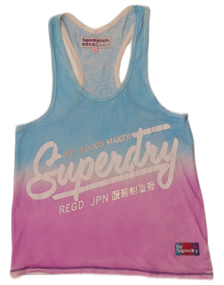 Superdry Mens Graphic Vest Top Small Blue Colourblock Cotton