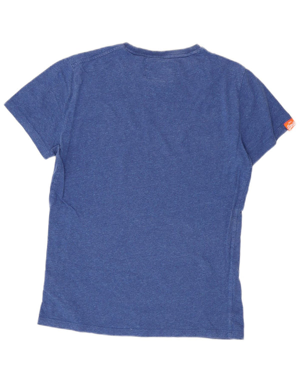 Superdry Mens T-Shirt Top Small Blue Flecked Cotton