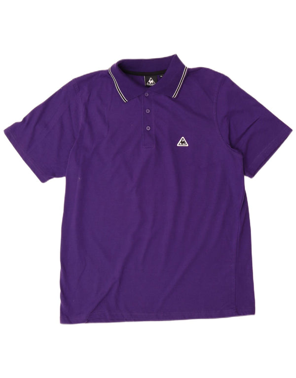 LE COQ SPORTIF Mens Polo Shirt XL Purple Polyester