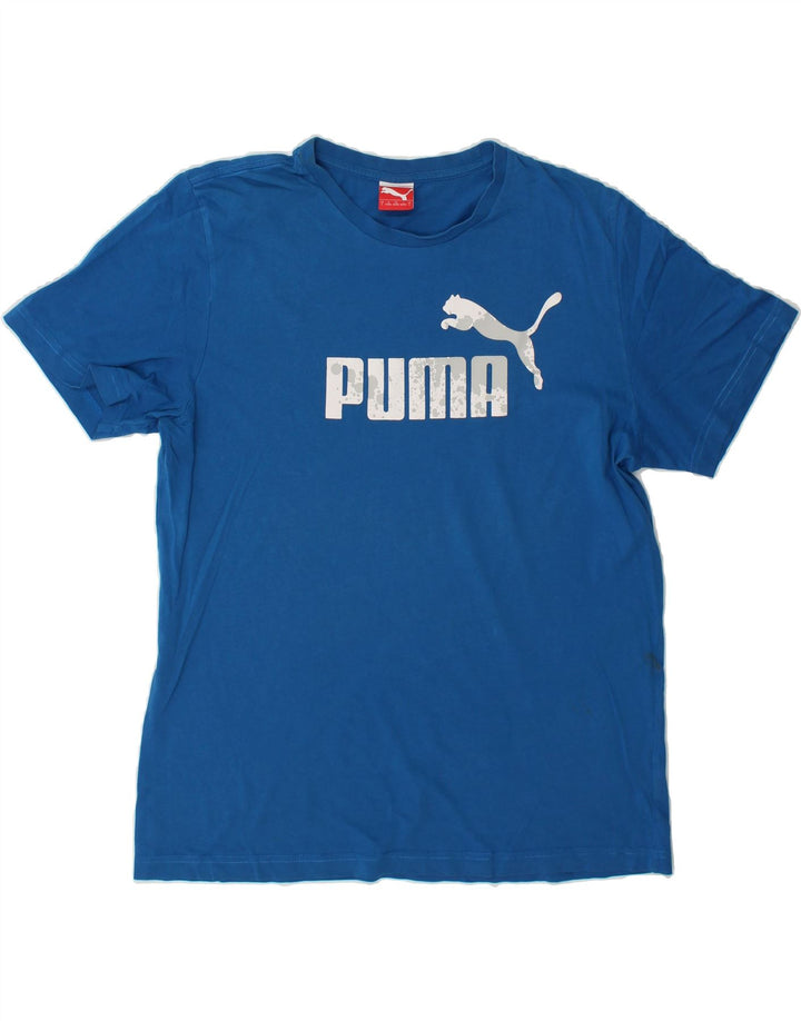 PUMA Mens Graphic T-Shirt Top Large Blue Vintage Puma and Second-Hand Puma from Messina Hembry 