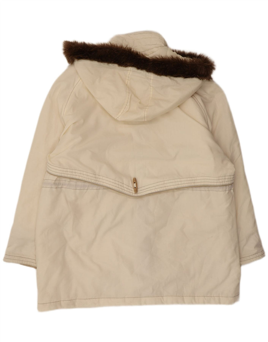 MAJESTIC Womens Hooded Duffle Coat UK 20 2XL Off White Floral