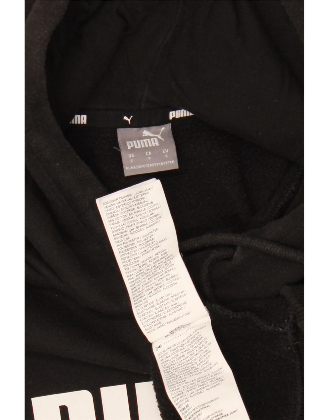 PUMA Womens Graphic Hoodie Jumper UK 10 Small Black Cotton