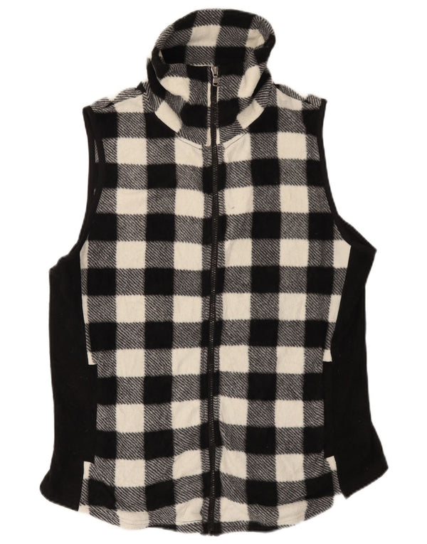 Chaps Womens Fleece Gilet UK 16 Large Black Gingham Polyester