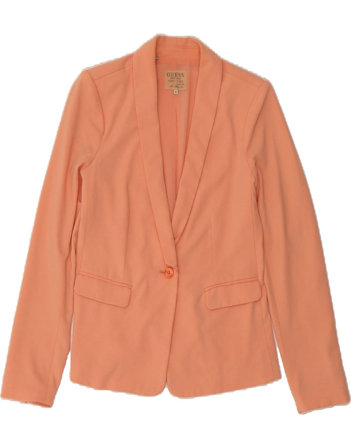 GUESS Womens Longline 1 Button Blazer Jacket UK 8 Small Pink Polyester Vintage Guess and Second-Hand Guess from Messina Hembry 