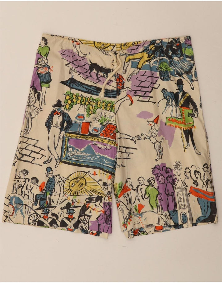 Vintage Womens Graphic Shorts W33 Large Off White