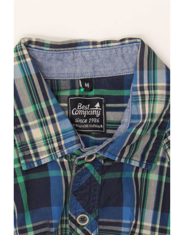Best Company Mens Short Sleeve Shirt Medium Blue Check