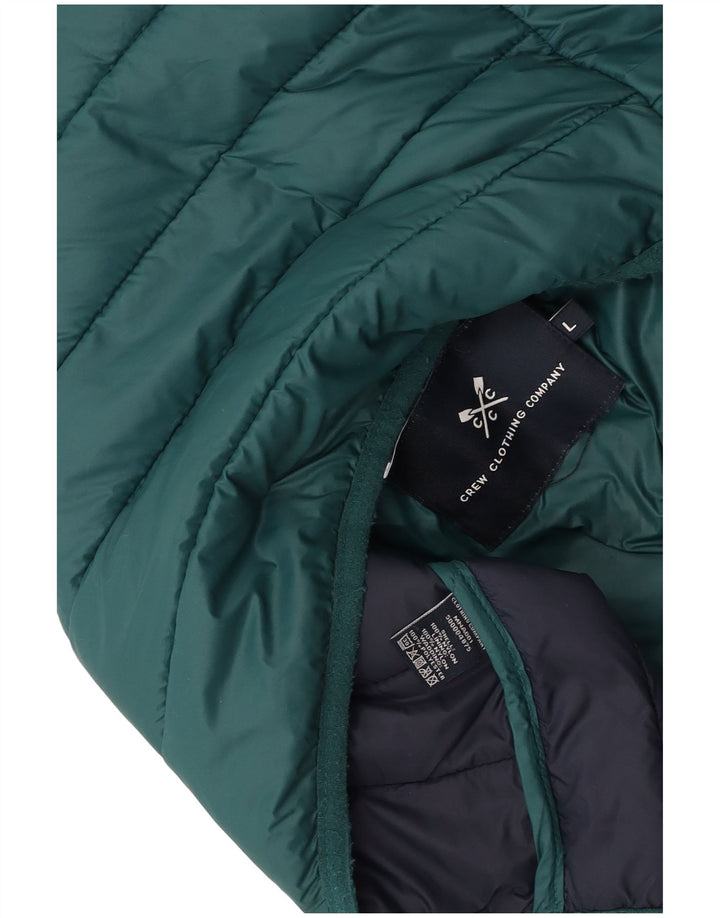 CREW CLOTHING Mens Padded Jacket UK 40 Large Green Nylon