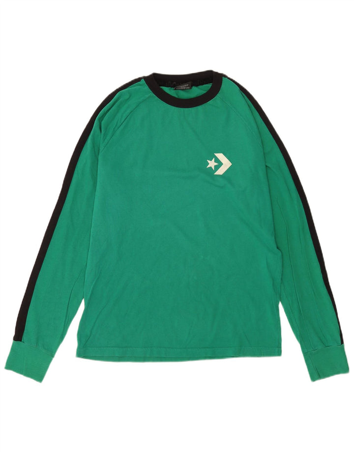 Converse Mens Top Long Sleeve Medium Green Colourblock Cotton