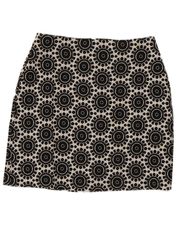 Marks & Spencer Womens Pencil Skirt UK 8 Small W28 Black Geometric Cotton