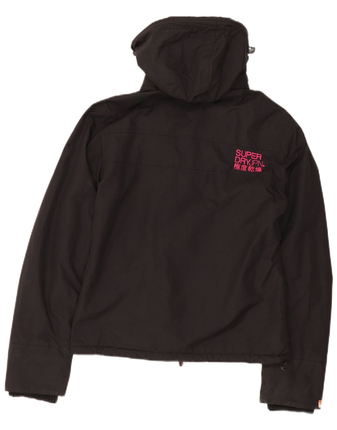 Superdry Womens Hooded Windbreaker Jacket UK 14 Medium Black Nylon