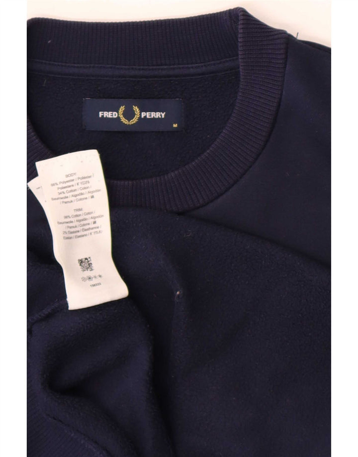 Fred Perry Mens Graphic Sweatshirt Jumper Medium Navy Blue Polyester