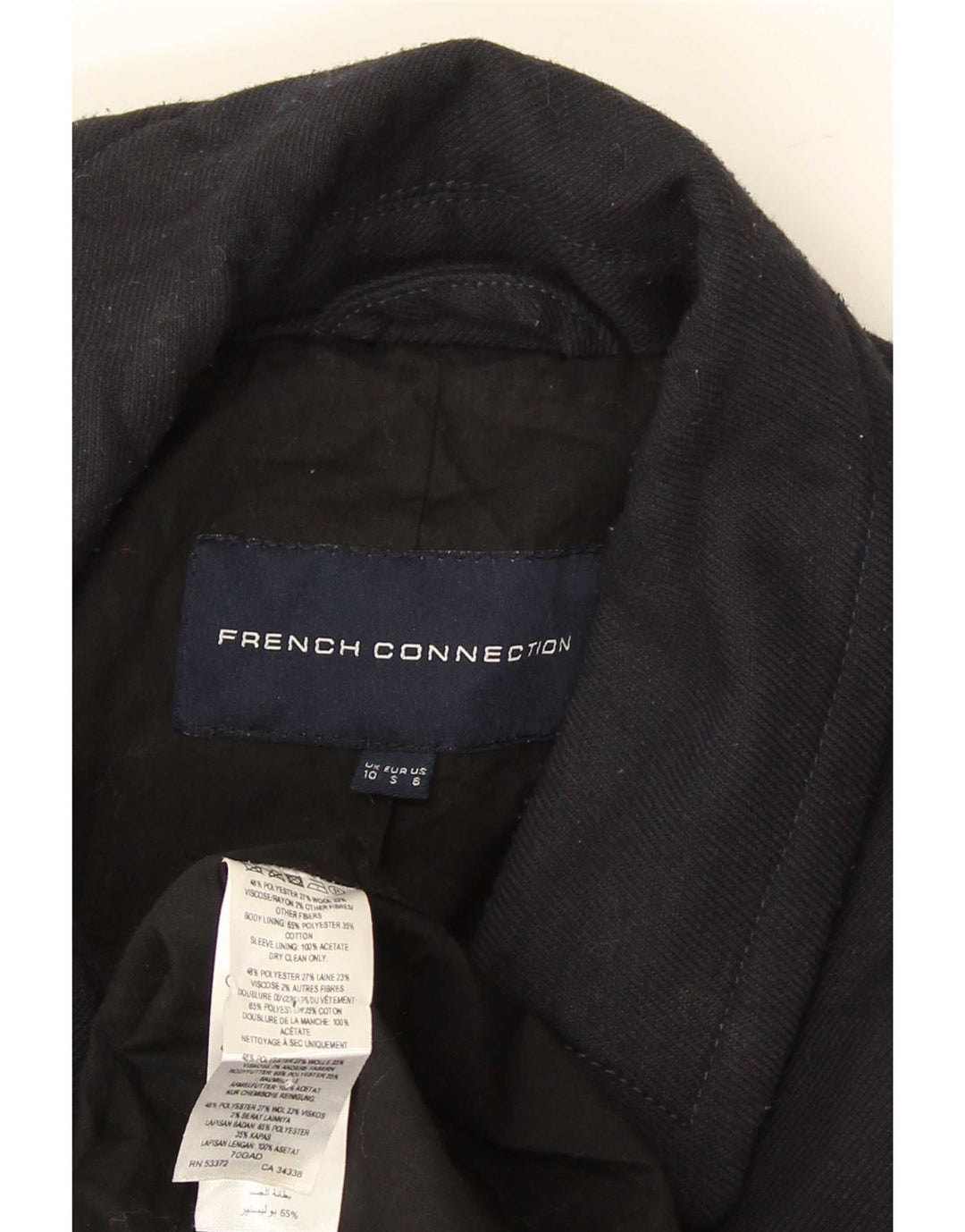 French Connection Womens Oversized Overcoat UK 10 Small Black Polyester