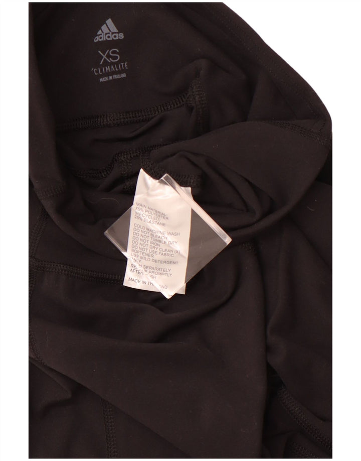 ADIDAS Womens Climalite Leggings UK 6 XS Black Striped Polyester