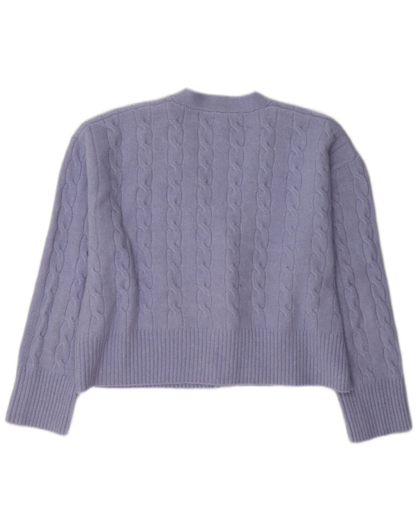 Zara Womens Crop Cardigan Sweater UK 14 Medium Purple Polyester