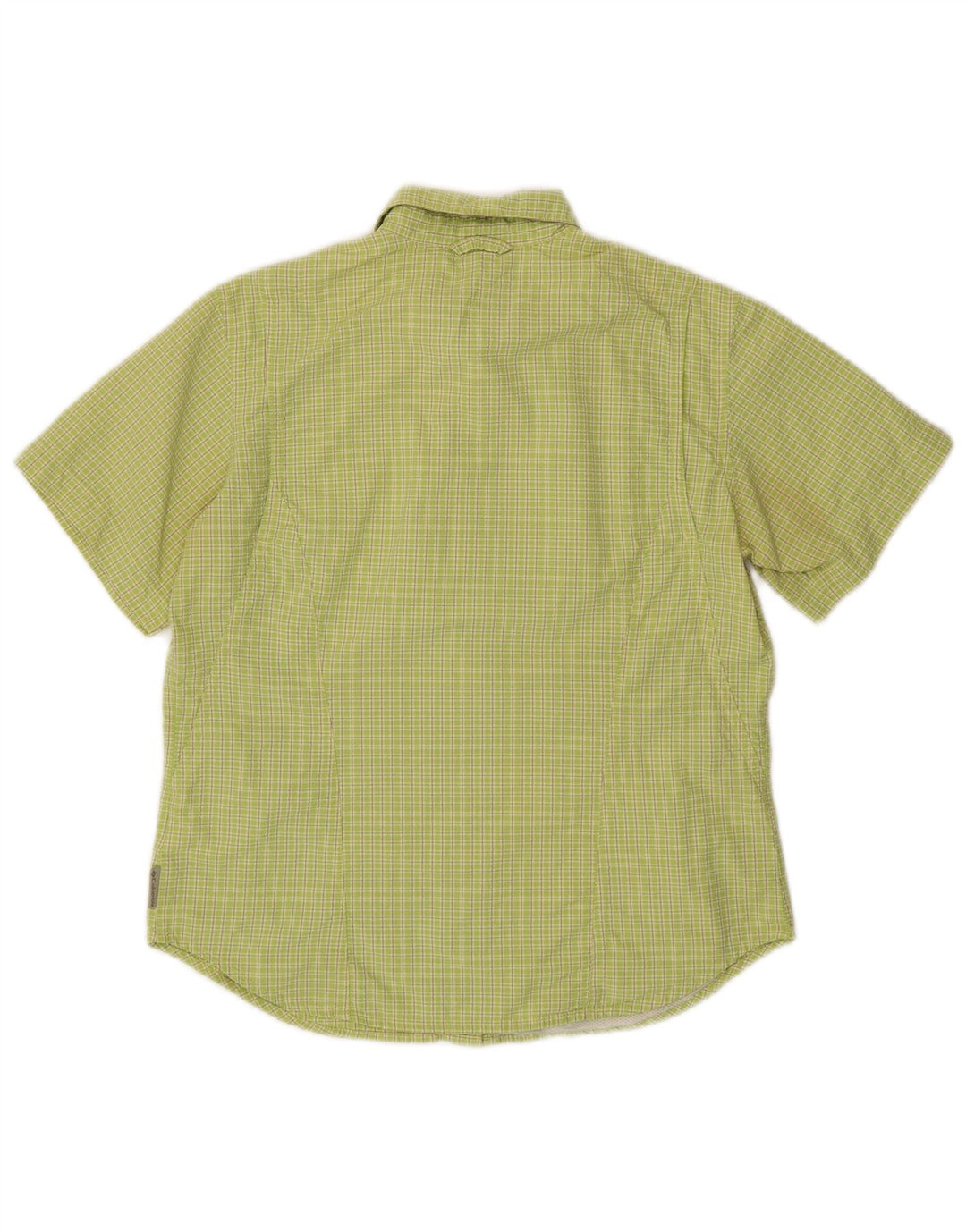 COLUMBIA Womens Titanium Short Sleeve Shirt UK 12 Medium Green Check Nylon