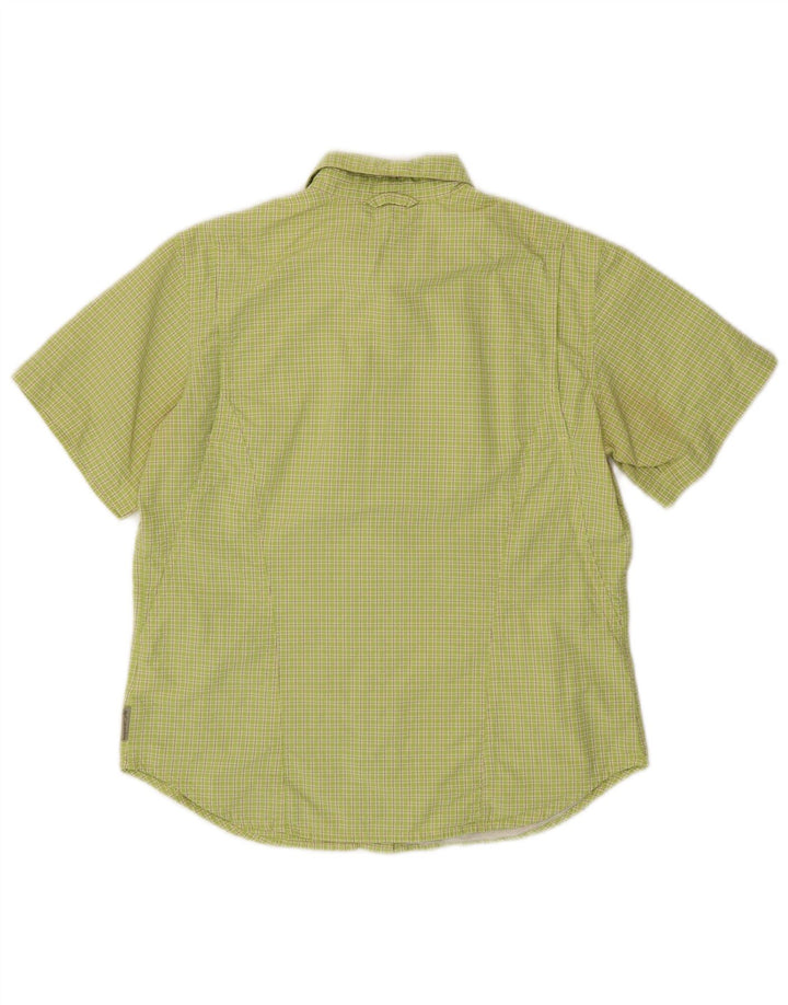COLUMBIA Womens Titanium Short Sleeve Shirt UK 12 Medium Green Check Nylon