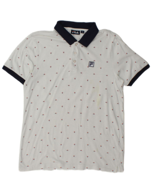Fila Mens Graphic Polo Shirt Small White Cotton