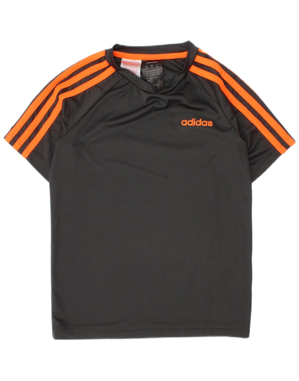 Adidas Boys Climalite T-Shirt Top 7-8 Years Grey Polyester