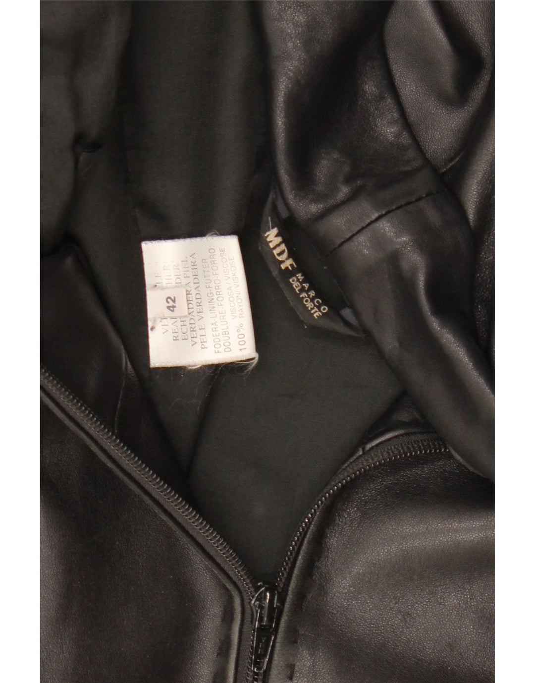 MARCO DEL FORTE Womens Leather Jacket IT 42 Medium Black Leather