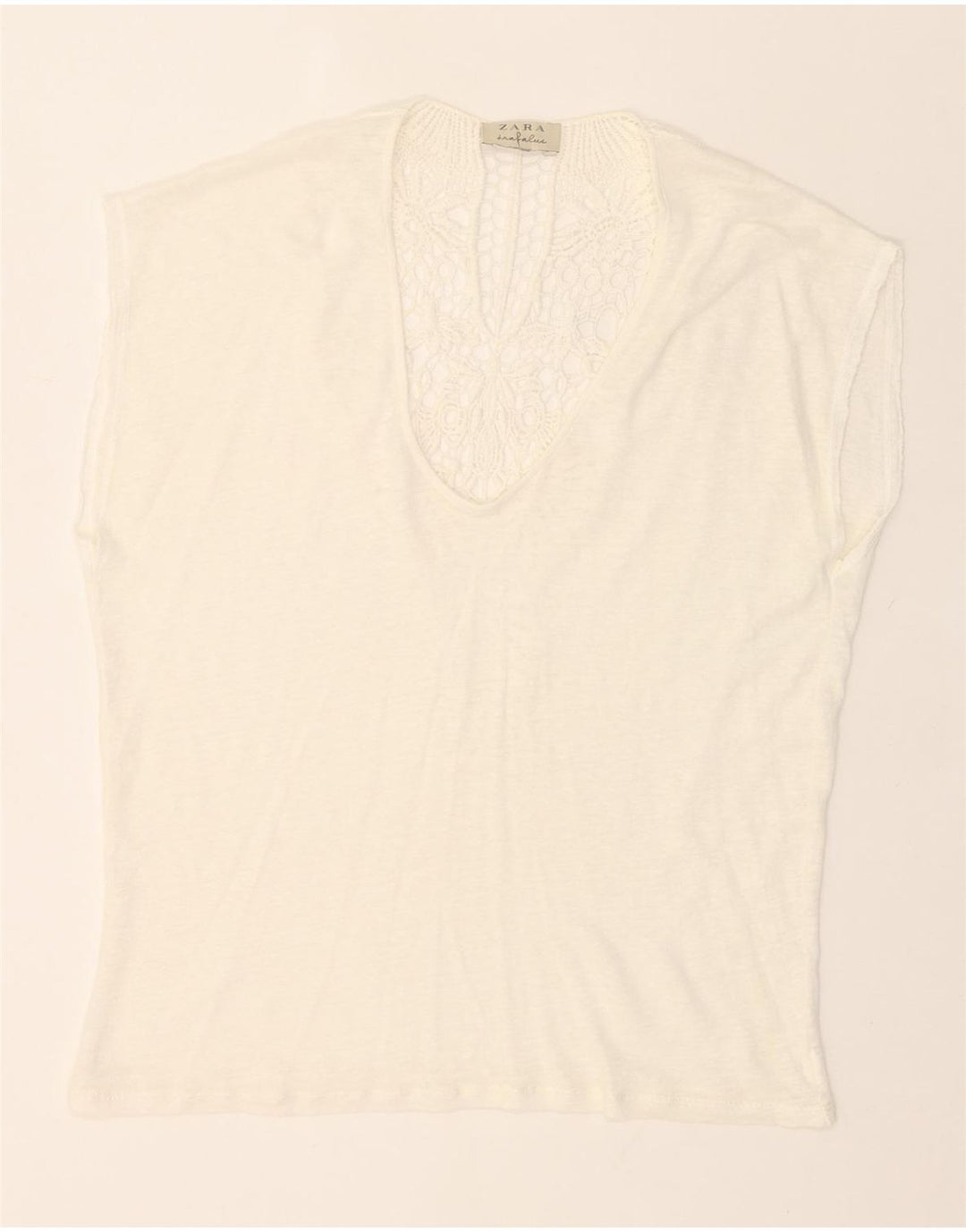 ZARA Womens Blouse Top UK 14 Medium White Floral Vintage Zara and Second-Hand Zara from Messina Hembry 