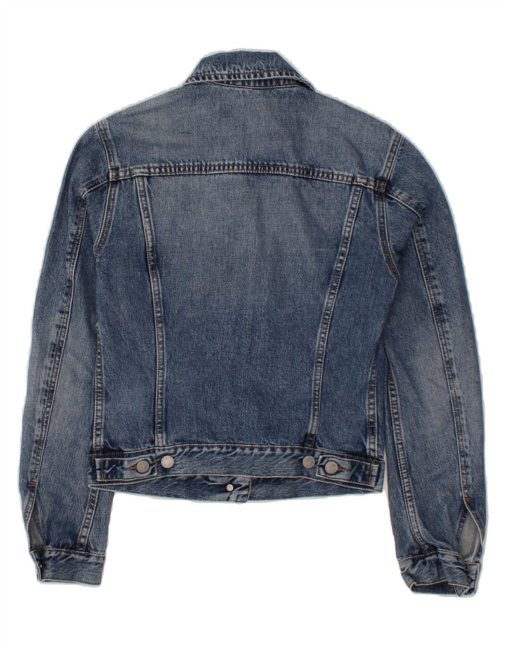 BENETTON Womens Crop Denim Jacket UK 10 Small Blue Cotton Vintage Benetton and Second-Hand Benetton from Messina Hembry 