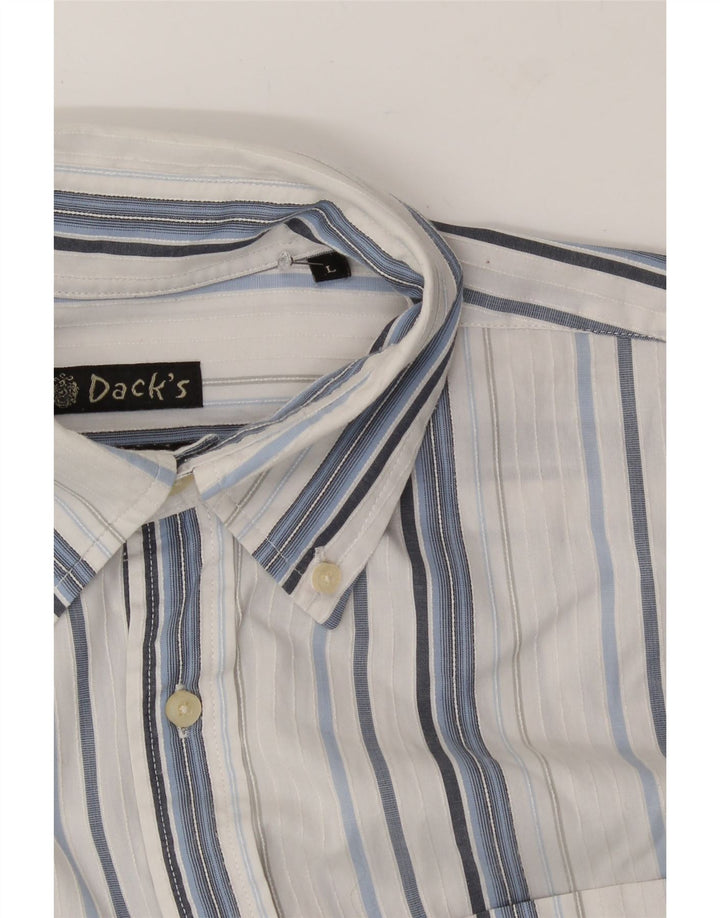 DACK'S Mens Shirt Large Blue Striped Cotton Vintage Dack's and Second-Hand Dack's from Messina Hembry 