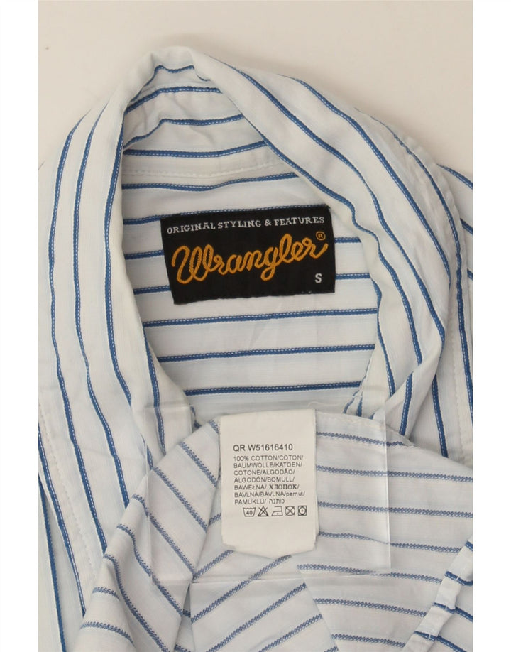 WRANGLER Mens Short Sleeve Shirt Small White Striped Cotton Vintage Wrangler and Second-Hand Wrangler from Messina Hembry 