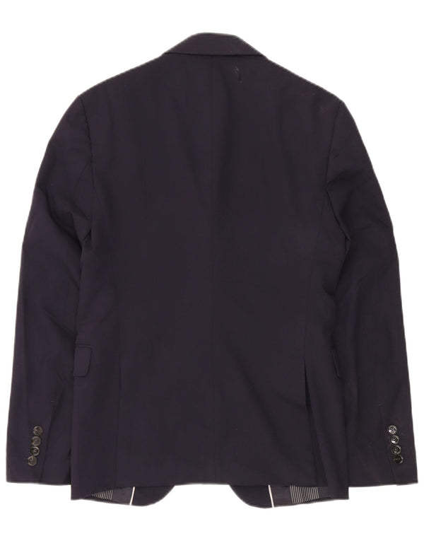 Zara Mens 2 Button Blazer Jacket EU 44 XS Navy Blue Polyester