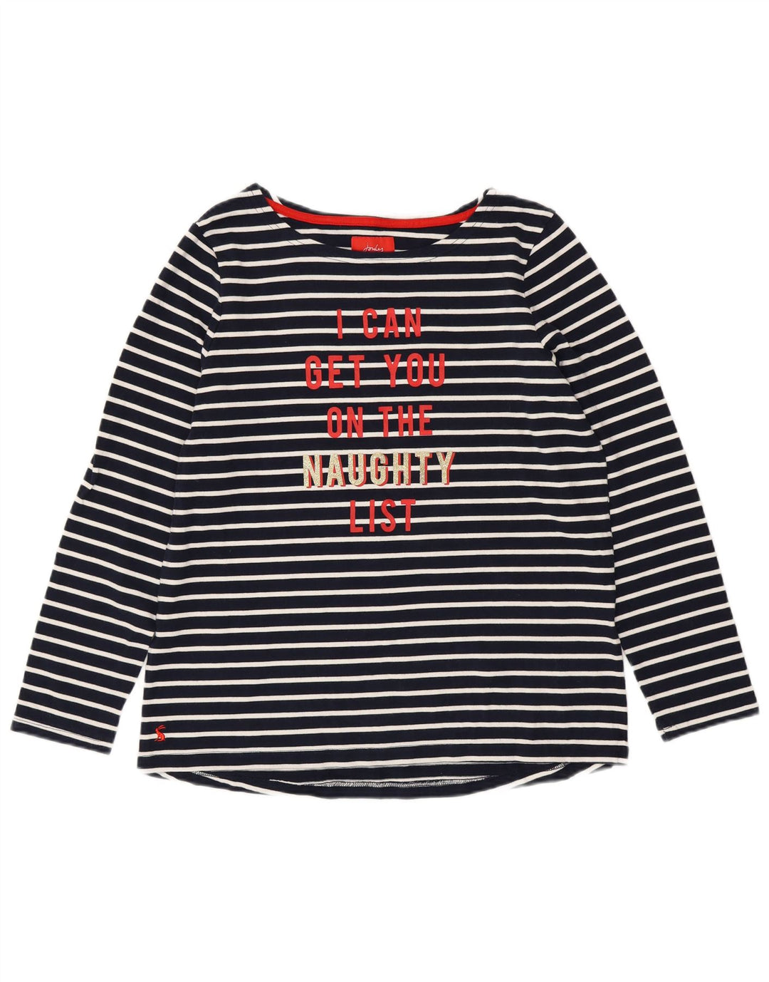 JOULES Womens Graphic Top Long Sleeve UK 16 Large Navy Blue Striped Cotton