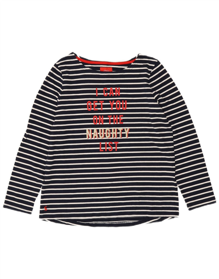 JOULES Womens Graphic Top Long Sleeve UK 16 Large Navy Blue Striped Cotton