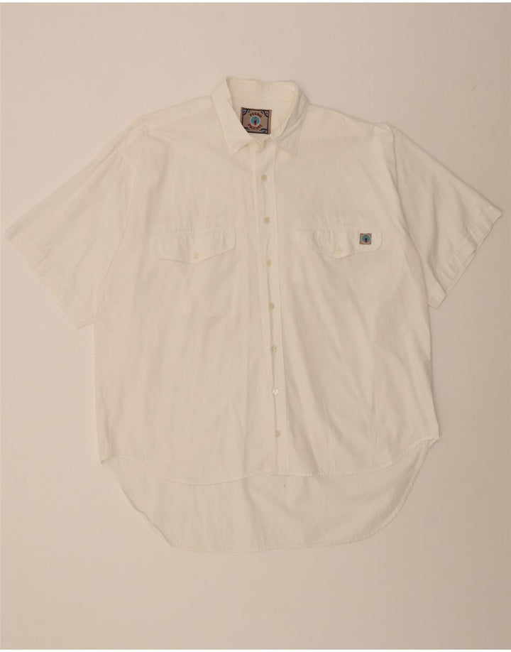 VINTAGE Mens Short Sleeve Shirt XL White Vintage Vintage and Second-Hand Vintage from Messina Hembry 