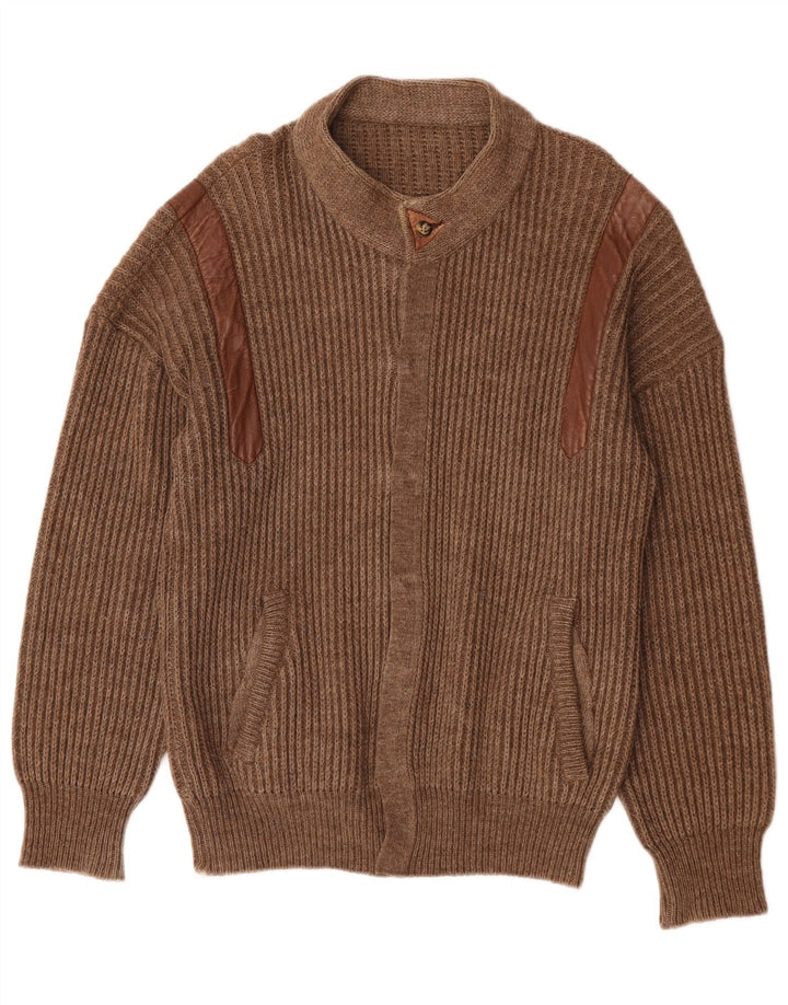 Vintage Mens Cardigan Sweater Large Brown