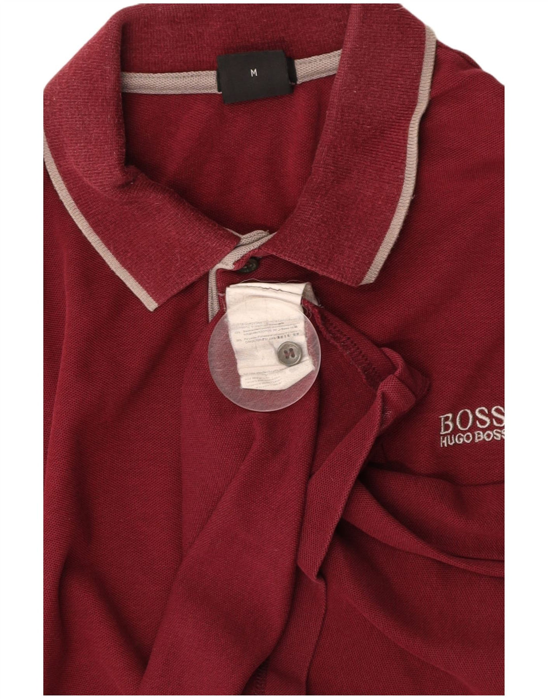 HUGO BOSS Mens Polo Shirt Medium Burgundy Cotton