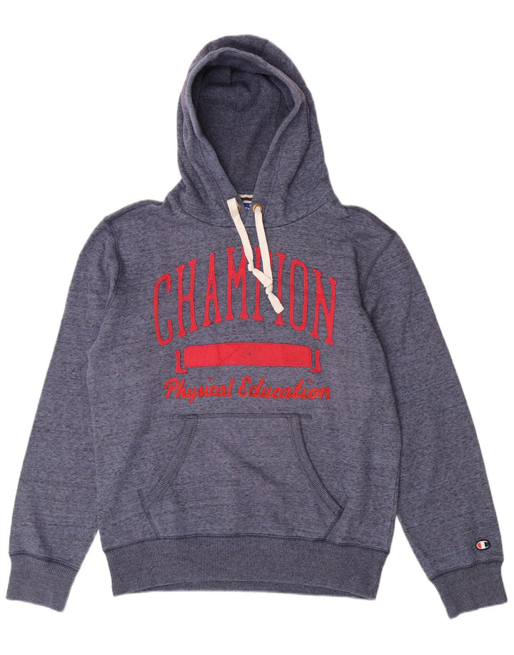 CHAMPION Mens Graphic Hoodie Jumper Medium Blue Flecked