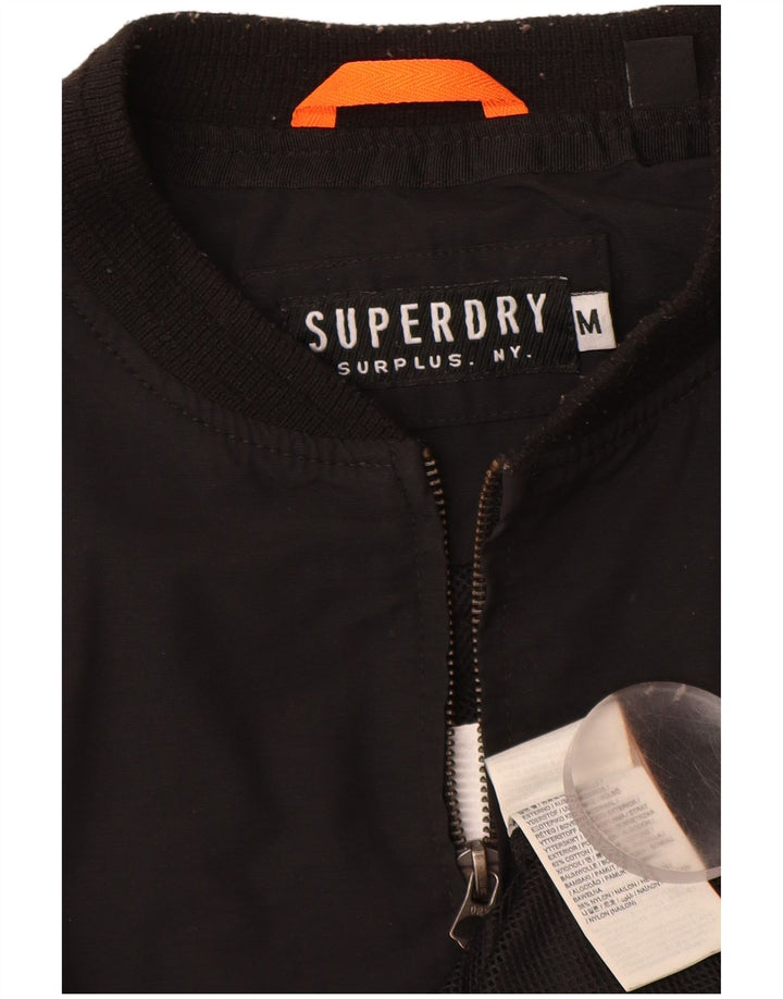 SUPERDRY Mens Bomber Jacket UK 38 Medium Black Cotton