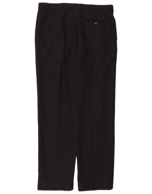 Marks & Spencer Mens Pegged Suit Trousers W36 L33 Black Pinstripe Polyester