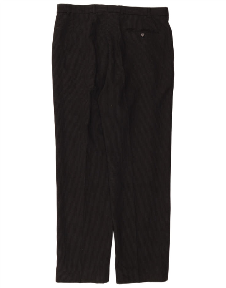 Marks & Spencer Mens Pegged Suit Trousers W36 L33 Black Pinstripe Polyester
