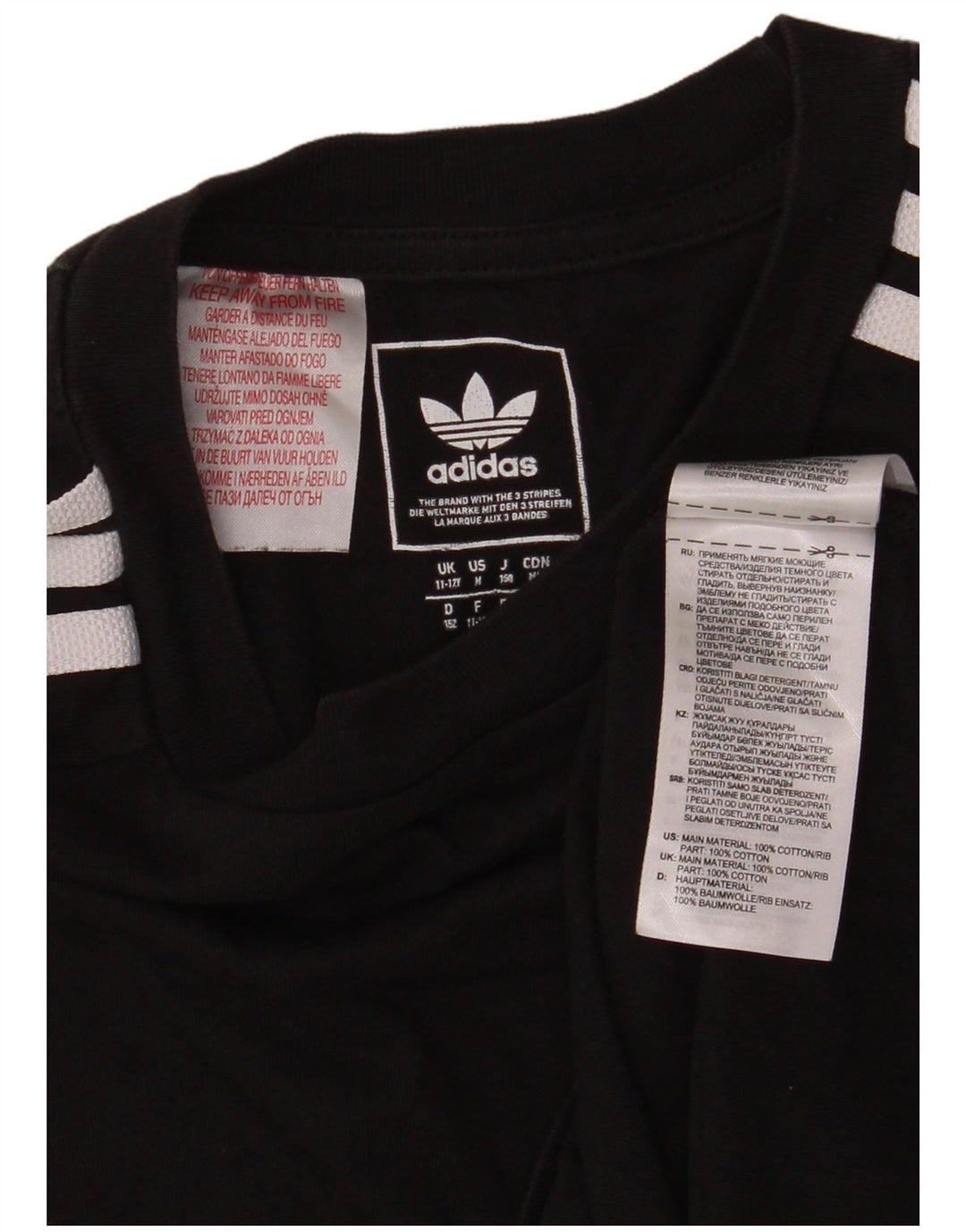 ADIDAS Boys T-Shirt Top 11-12 Years Black Cotton