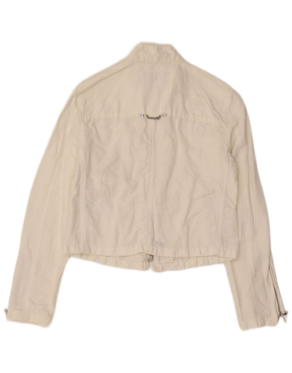 Armani Jeans Womens Bomber Jacket UK 8 Small  White Cotton