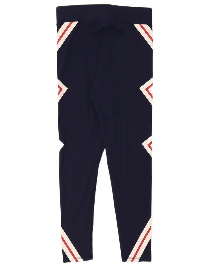 Fila Womens Graphic Leggings UK 14 Large Navy Blue Geometric Polyester