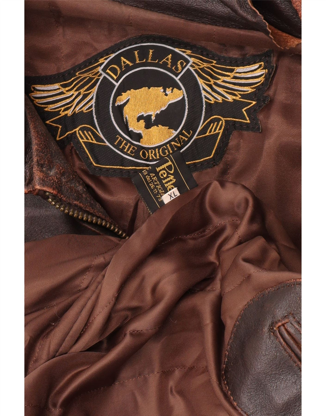 Dallas Mens Leather Jacket UK 42 XL Brown Leather