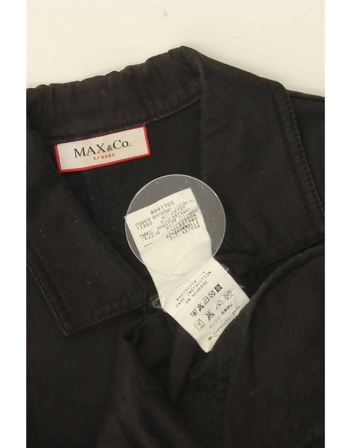 Max & Co. Womens 2 Button 3/4 Sleeve Blazer Jacket UK 6 XS Black Cotton