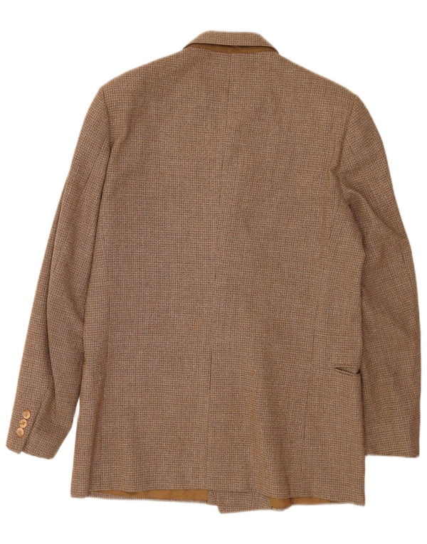 Luigi Botto Mens Double Breasted Blazer Jacket IT 50 Large Brown Wool