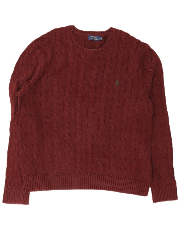 Polo Ralph Lauren Mens Crew Neck Jumper Sweater XL Burgundy Cotton