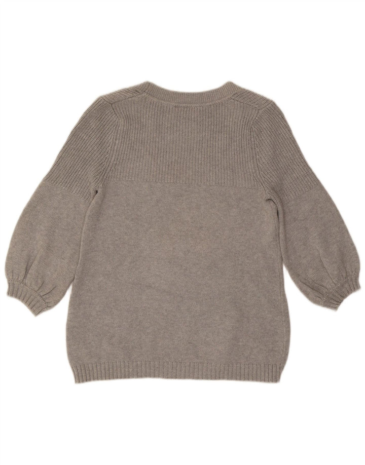 WAREHOUSE Womens 3/4 Sleeve Boat Neck Jumper Sweater UK 12 Medium Grey