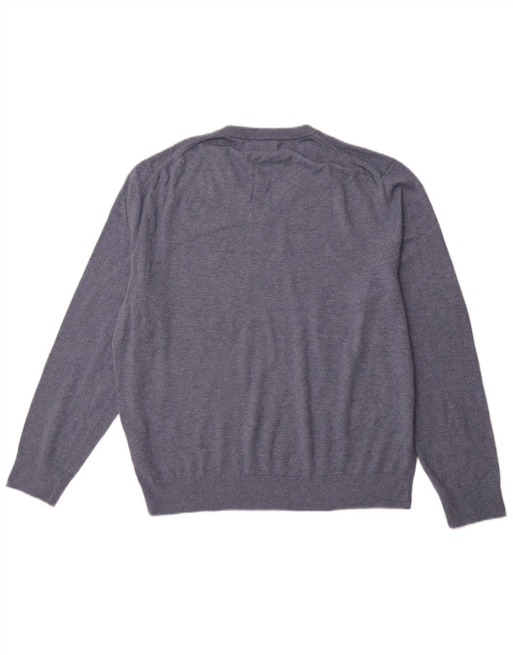 NAUTICA Mens Navtech V-Neck Jumper Sweater Large Blue Cotton